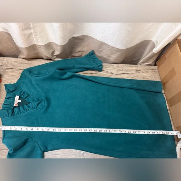 Jude Connally emerald green shift dress with ruffles size small - Picture 4 of 6